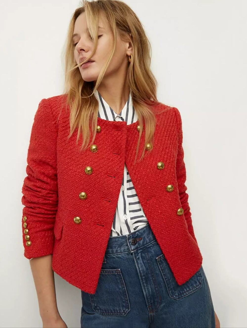 Veronica Beard Bentley Tweed Tailored Jacket In Nantucket Red 0